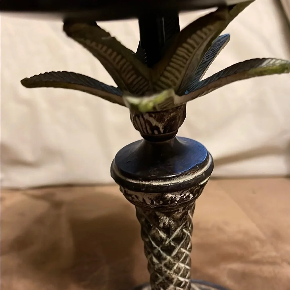 🌺Island Trees Elegant Pillar Bronze and Green Candle Holder